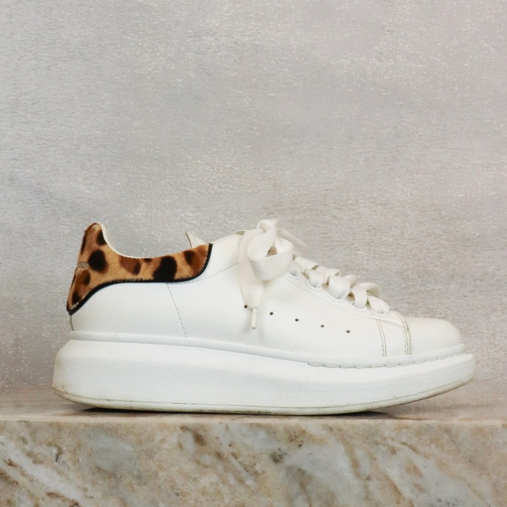 White Alexander McQueen Sneakers w/ Cheetah print size 35.5